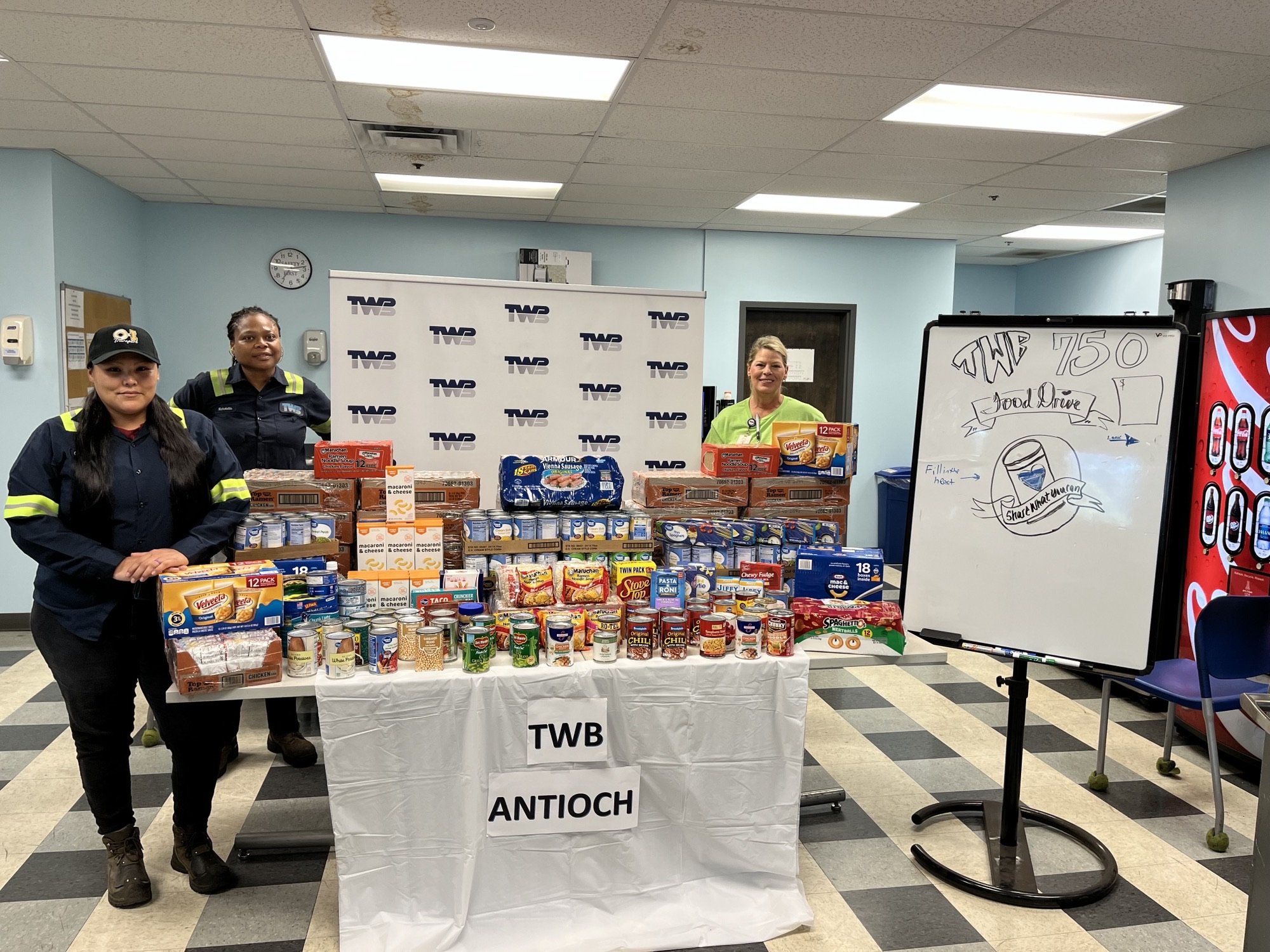 Food on a table at a TWB Company food drive.