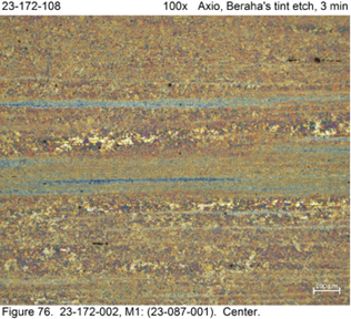 100x picture of the microstructure showing the ferrite banding.